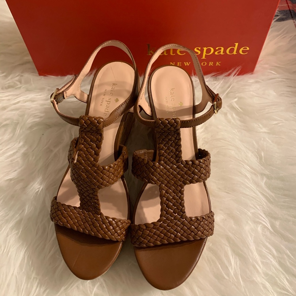 Kate Spade Tianna Wedges 8.5 Luggage brown